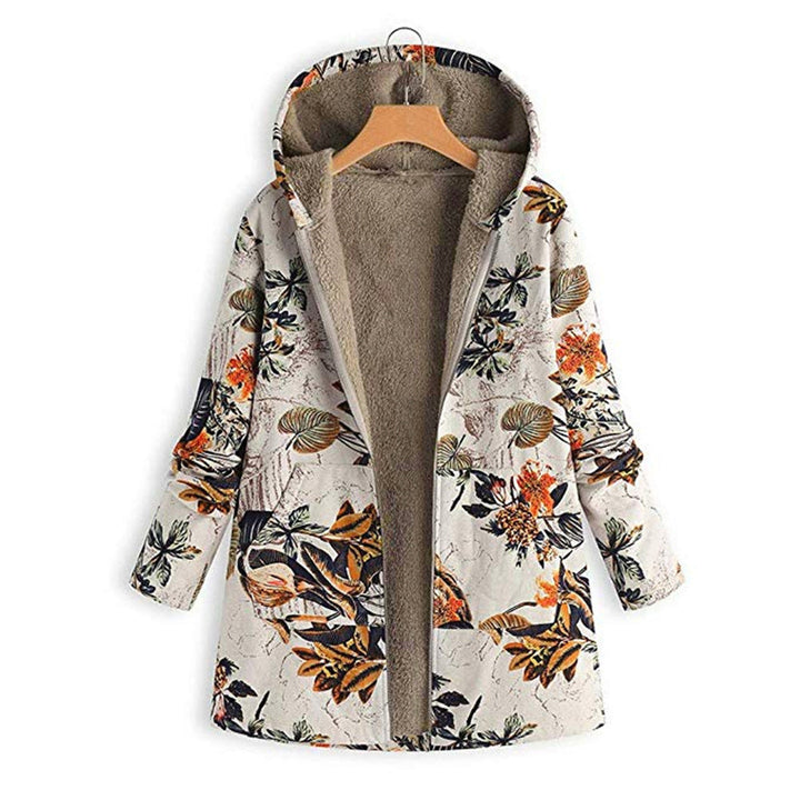 Manteau à capuche femme Doublure polaire Motif floral Coupe ample