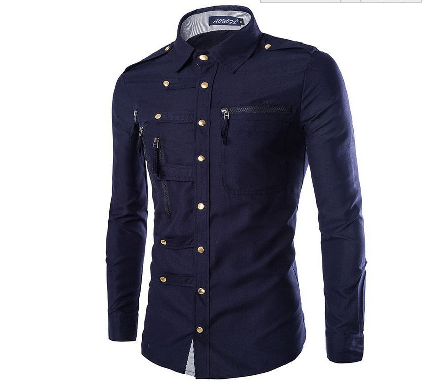 Chemise homme moderne avec poches multiples Qualité supérieure