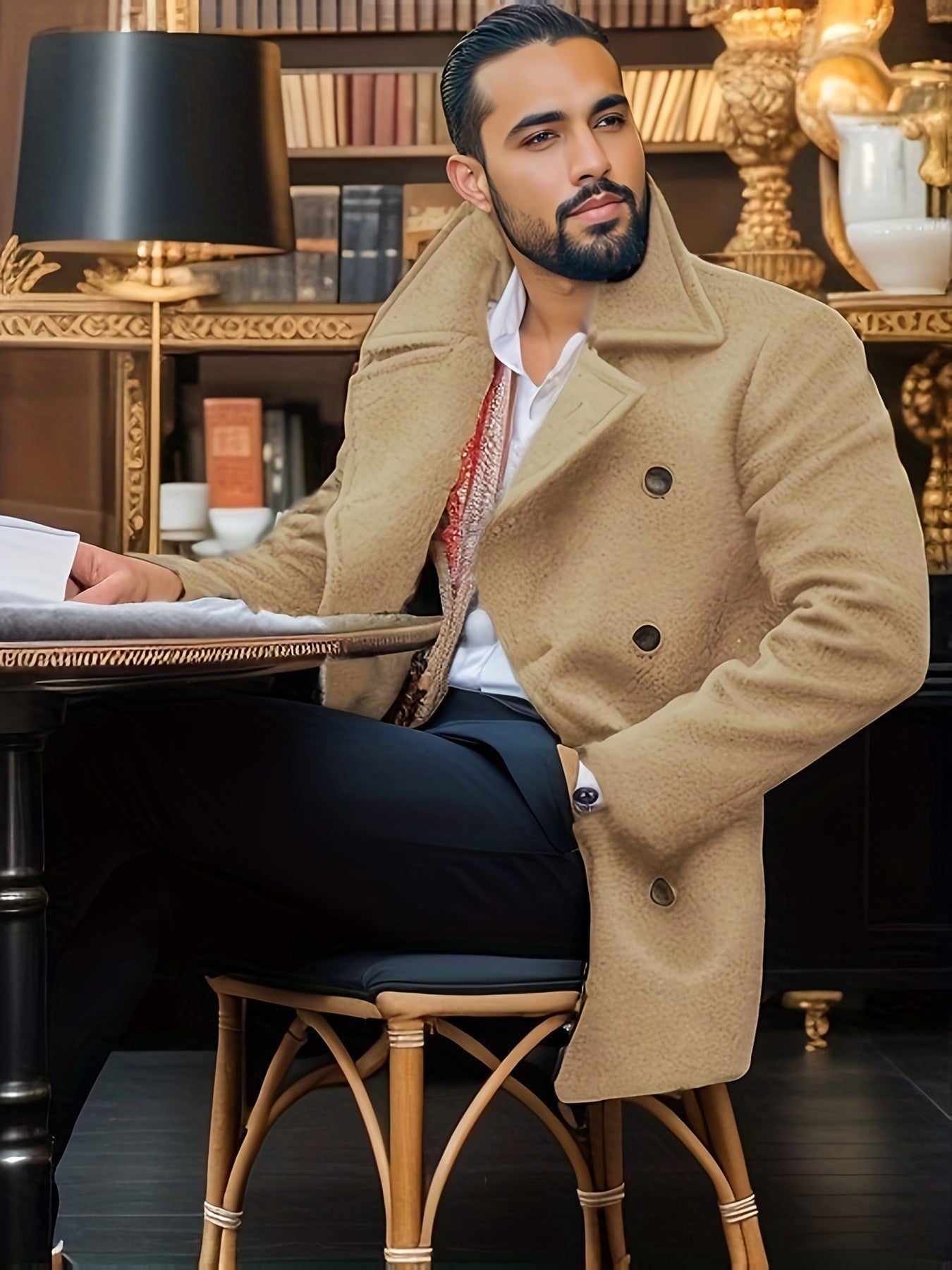 Manteau homme classique, double boutonnage, souple