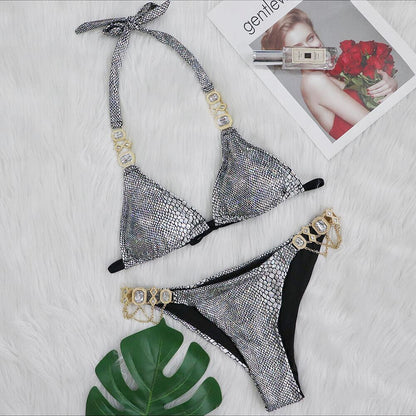 Maillot de bain scintillant effet diamant pour femme