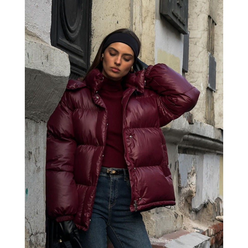Doudoune matelassée brillante femme style métallisé