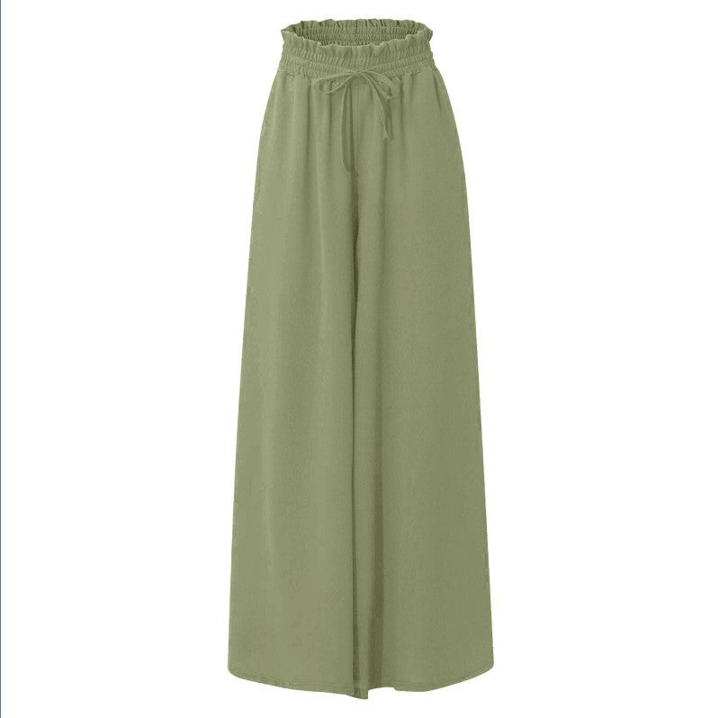 Pantalon Femme Élégant Ample avec Taille Élastique et Poches