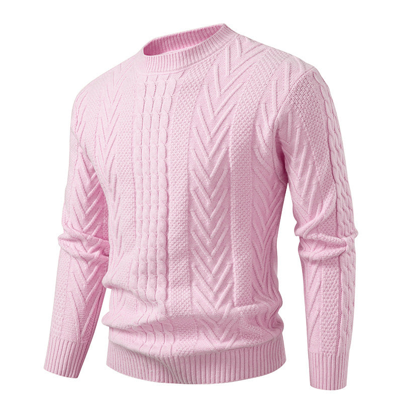 Pull en grosse maille torsadée à col rond pour homme