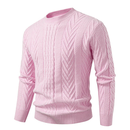 Pull en grosse maille torsadée à col rond pour homme