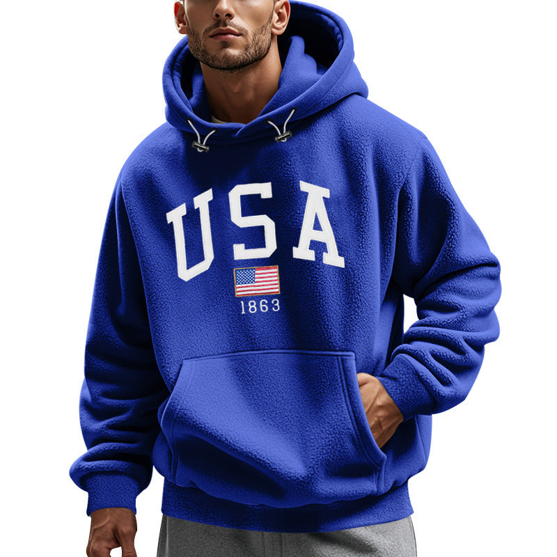 Sweat à capuche polaire homme design américain douillet et chaud