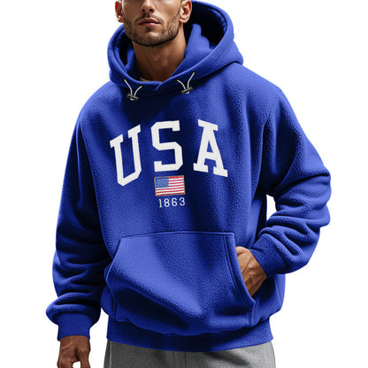 Sweat à capuche polaire homme design américain douillet et chaud
