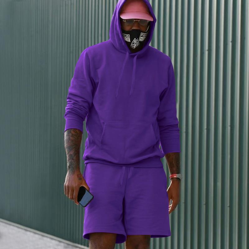 Ensemble de sport pour hommes, sweat à capuche, short, confortable