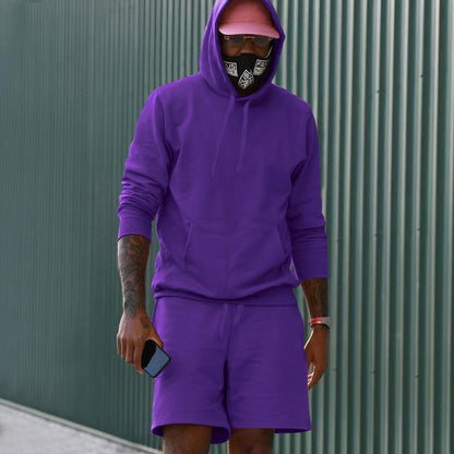 Ensemble de sport pour hommes, sweat à capuche, short, confortable