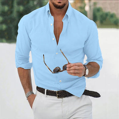 Chemise Homme Manches Longues Élégante Coton Qualité