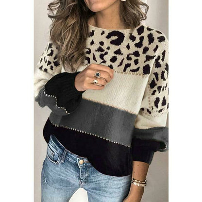 Pull tricoté pour femme motif léopard modèle automne