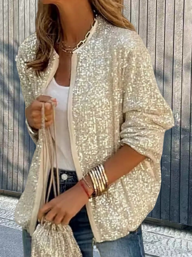 Veste à paillettes pour femme Coupe moderne Vêtements pour femme