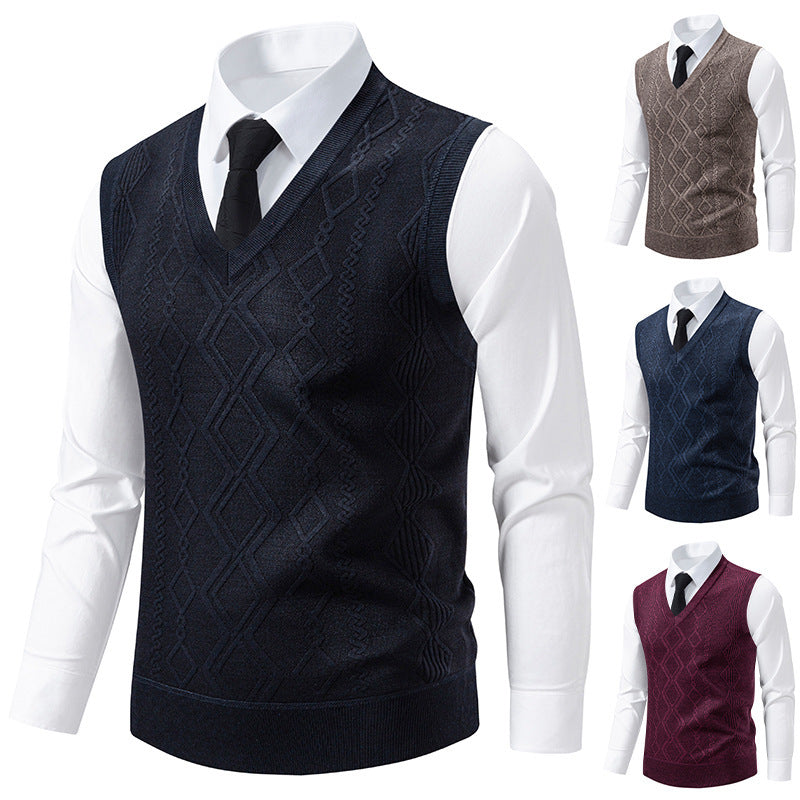 Herren Strickpullover V-Ausschnitt Struktur Optik - IdealeKleiden