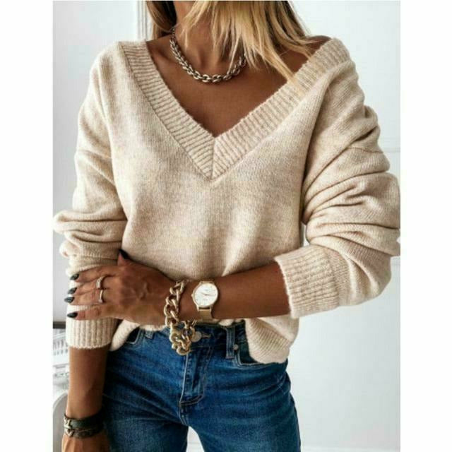 Damenschal Pullover V-Ausschnitt Modern - IdealeKleiden