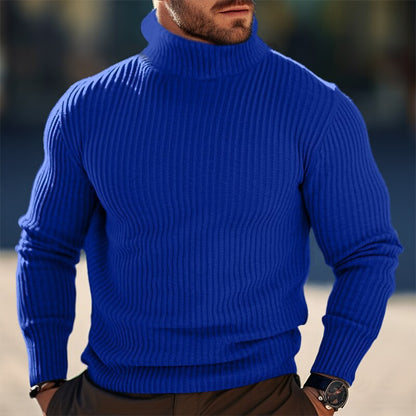 Pull-over homme tricoté, design moderne, col montant