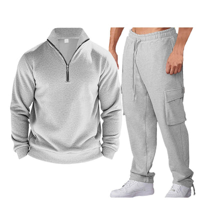 Survêtement de sport pour hommes Pratique Col zippé Poches latérales
