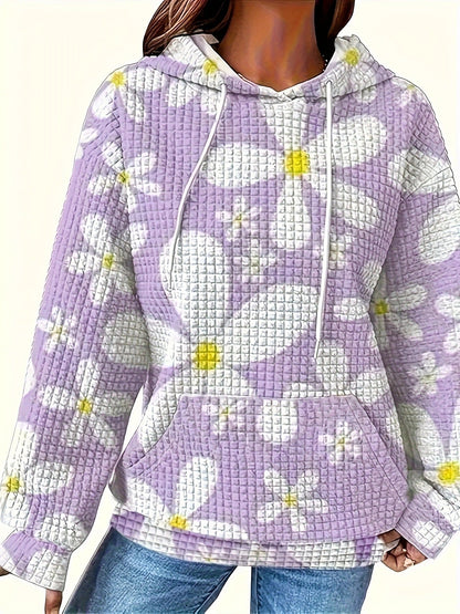 Pull pour femmes Motif floral Capuche Décontracté