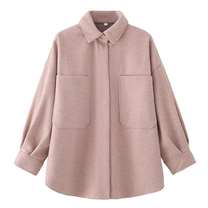 Veste en laine oversize femme avec poches et design chic