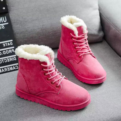 Bottes d'hiver stylées Suède Laçage Fausse fourrure