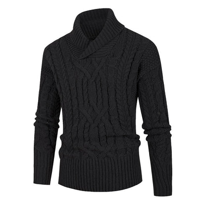 Pull-over homme grosse maille col châle torsadé élégant