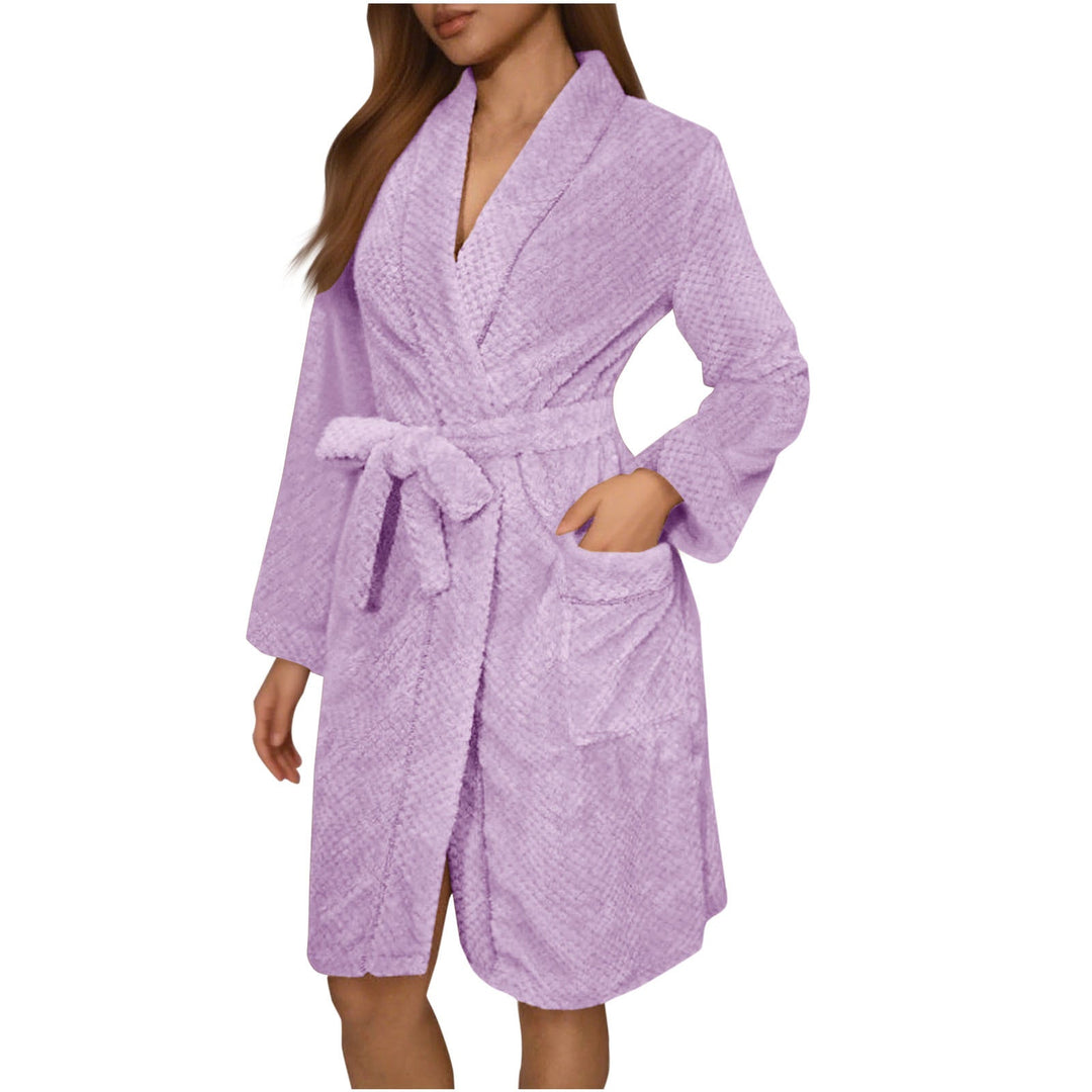 Peignoir doux pour femme avec ceinture et poches