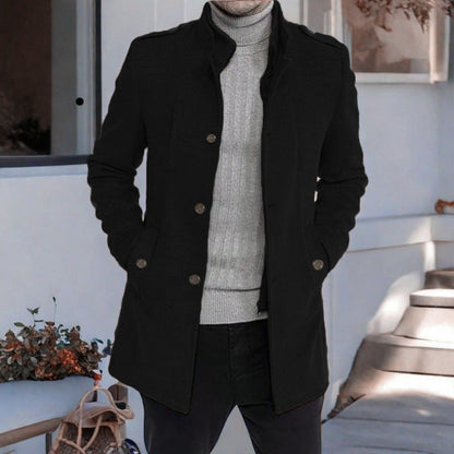 Manteau d'hiver homme élégant col montant poches