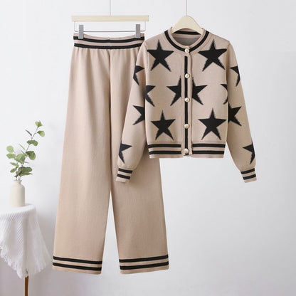 Ensemble tricoté pour femme, motif étoile, tendance