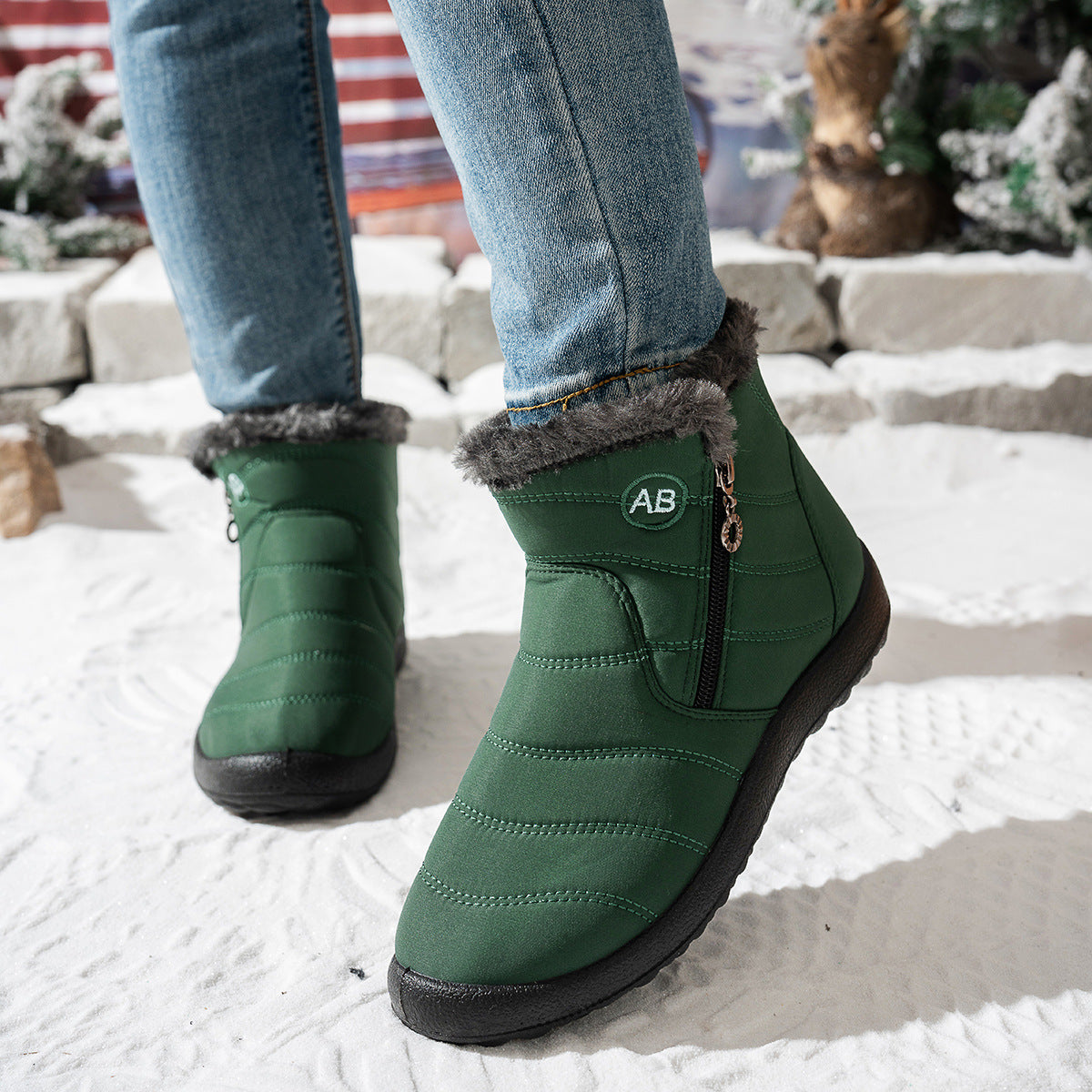 Bottes d'hiver pour femme Chaudes Pratiques Fermeture éclair