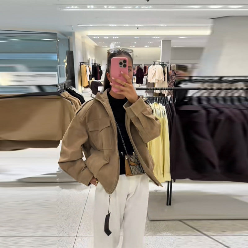 Veste en daim pour femme Coupe décontractée chic