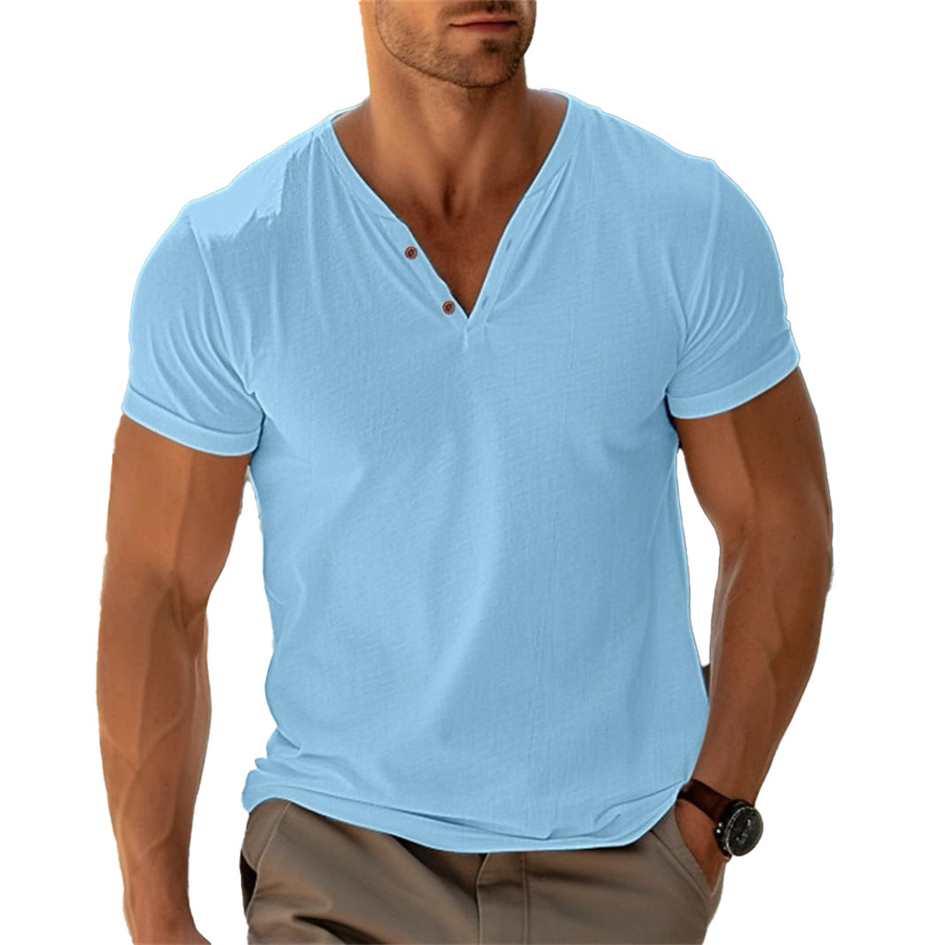 T-shirt Henley léger pour hommes Confortable Respirant