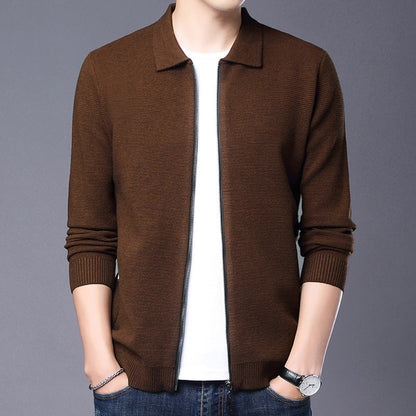 Cardigan élégant en laine slim fit avec fermeture éclair