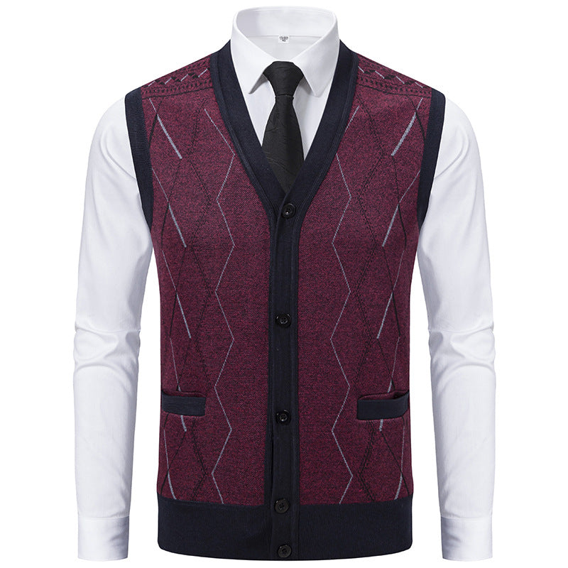 Gilet en tricot pour homme moderne et raffiné avec poches