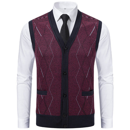 Gilet en tricot pour homme moderne et raffiné avec poches
