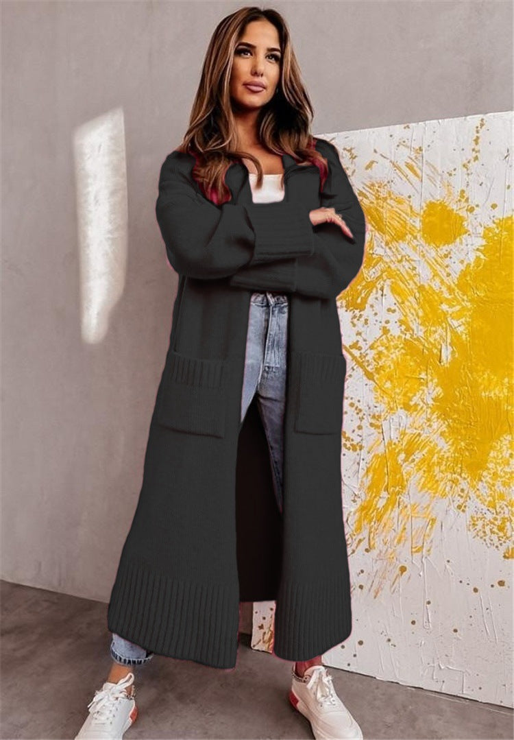 Long cardigan ouvert avec poches