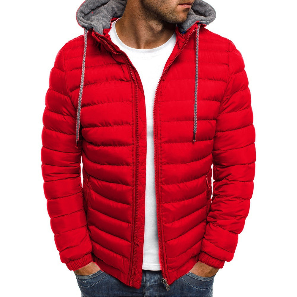 Doudoune matelassée légère pour homme avec capuche et col montant