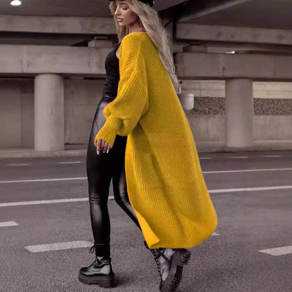 Gilet long pour femme, coupe oversize, décontracté, avec poches
