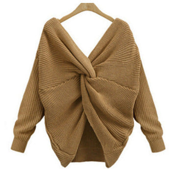 Pull en maille élégant col V femme