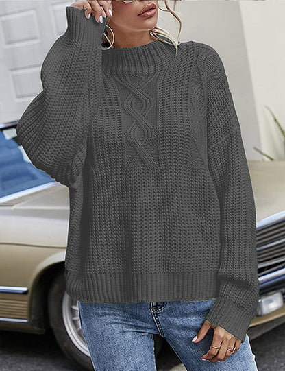 Pull-over tricoté Femme Décontracté Col Rond Ample