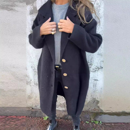 Manteau en laine pour femme, coupe oversize, design élégant