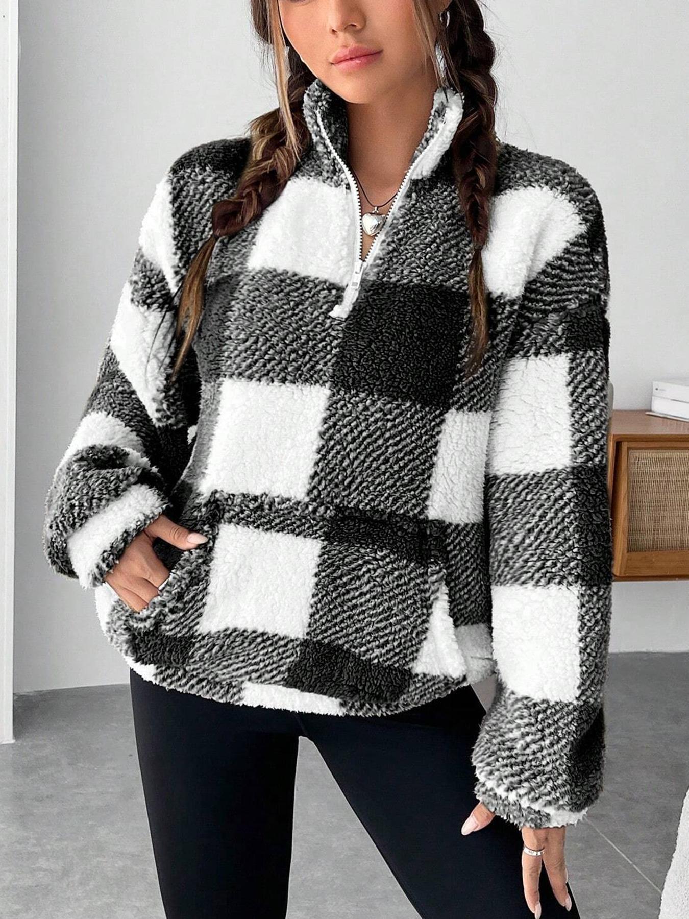 Veste polaire femme chaude avec fermeture éclair et poches