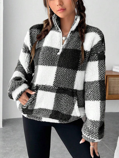 Veste polaire femme chaude avec fermeture éclair et poches
