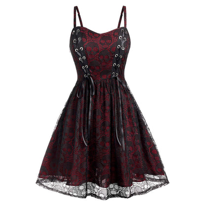 Robe patineuse femme Élégante Dentelle Laçage