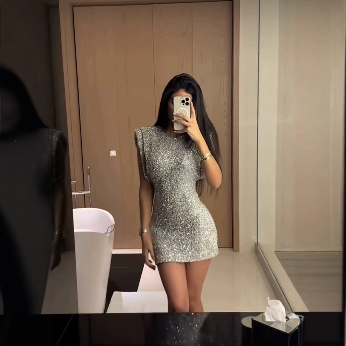 Robe de soirée scintillante à paillettes élégante pour femme