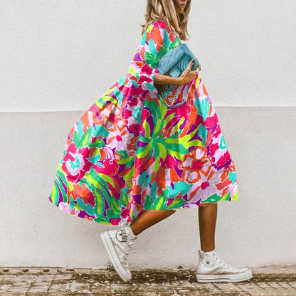 Robe d'été femme motif floral coloré élégant
