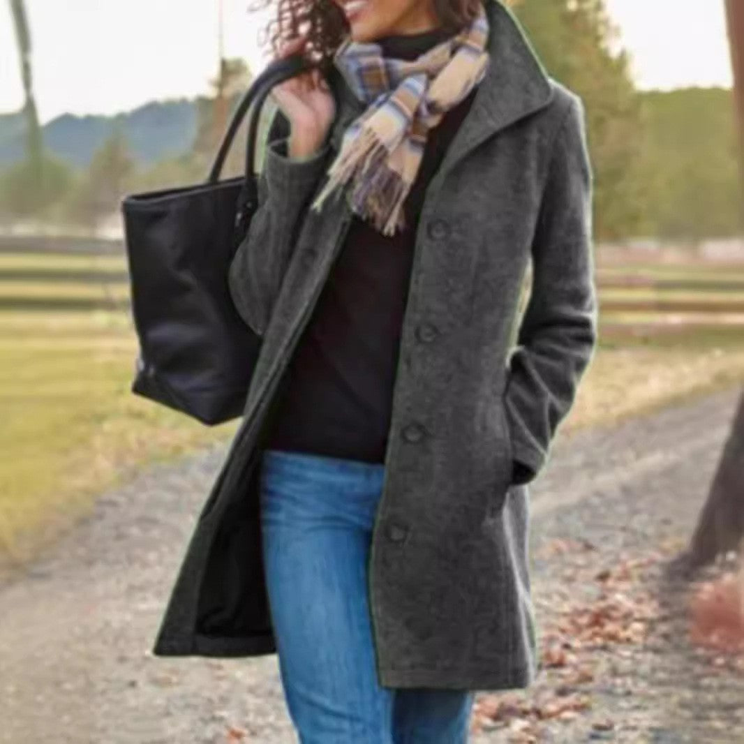 Manteau en laine pour femme élégant long simple