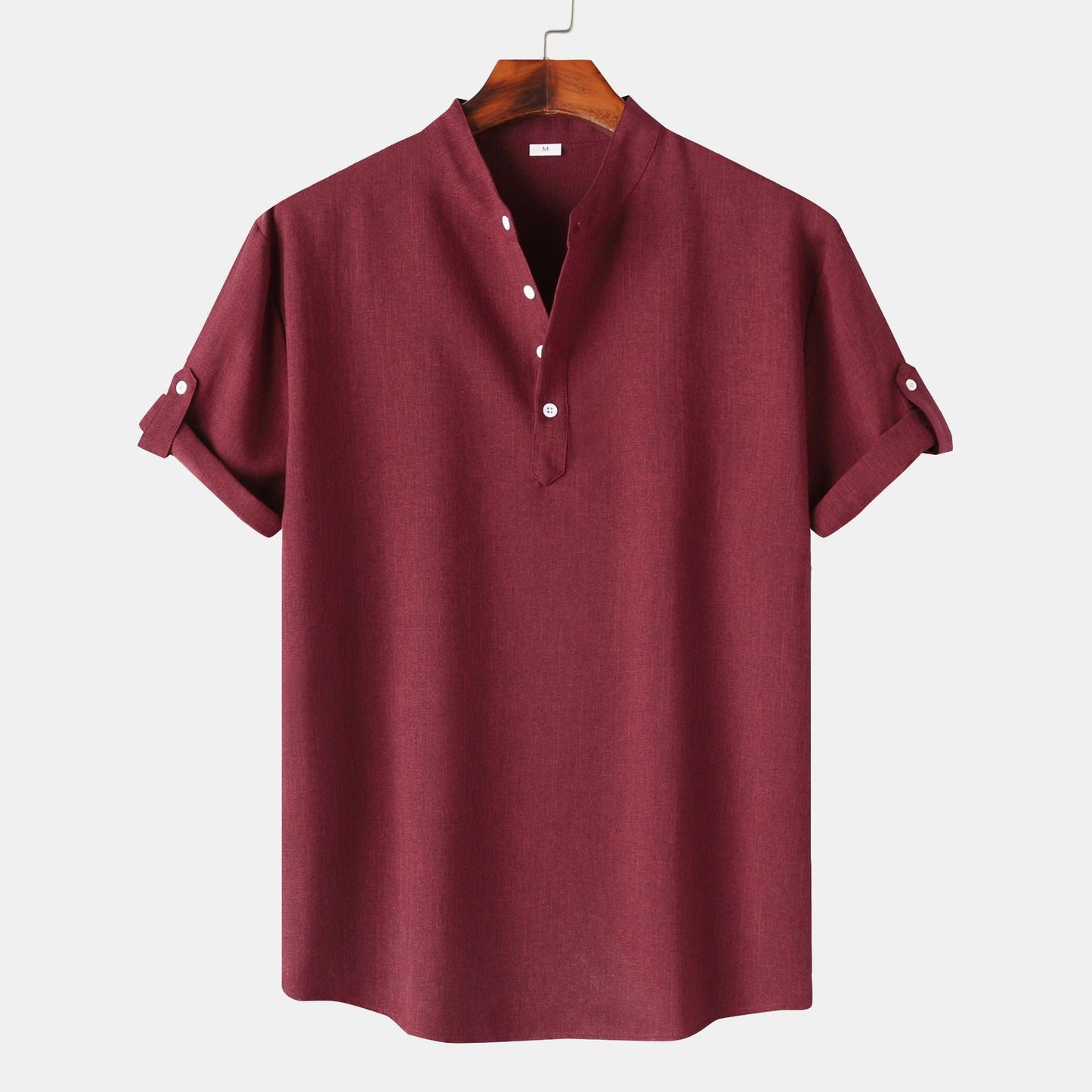 Chemise à manches courtes pour homme, style Henley moderne