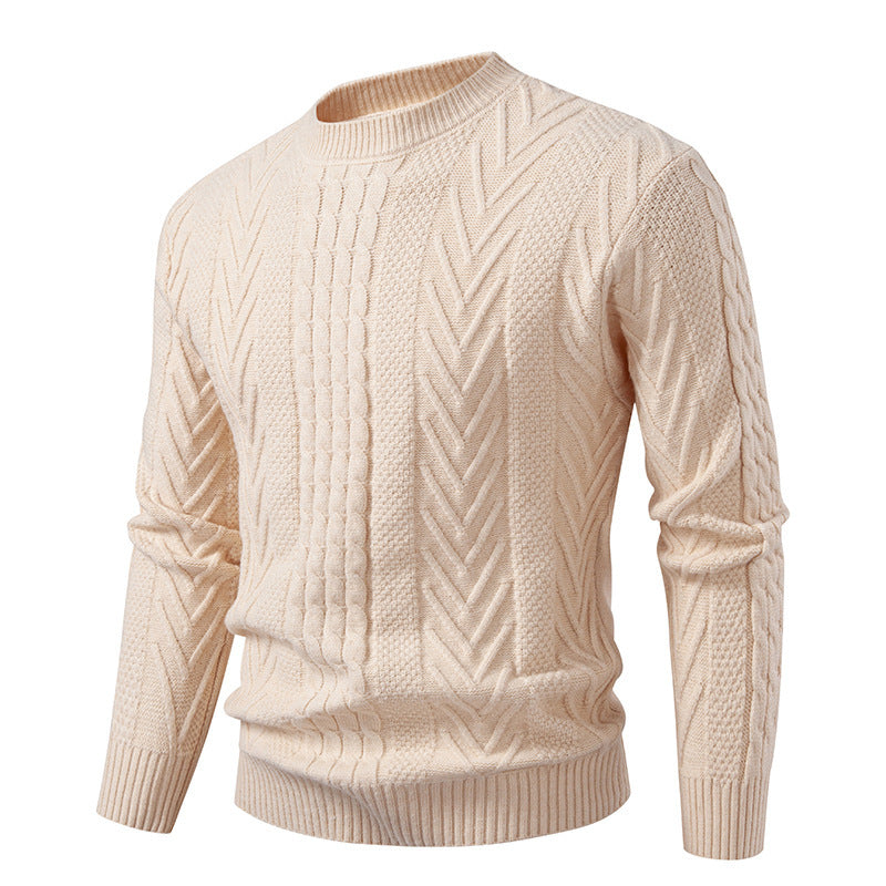 Pull en grosse maille torsadée à col rond pour homme
