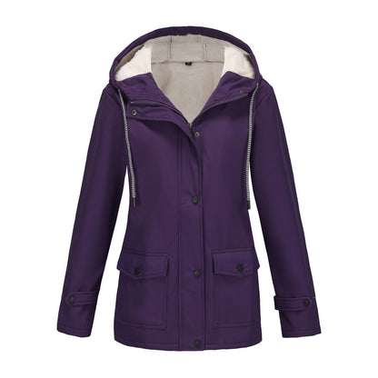 Veste d'hiver pour femme chaude polaire capuche extérieur