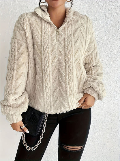 Pull femme polaire doux col montant moderne