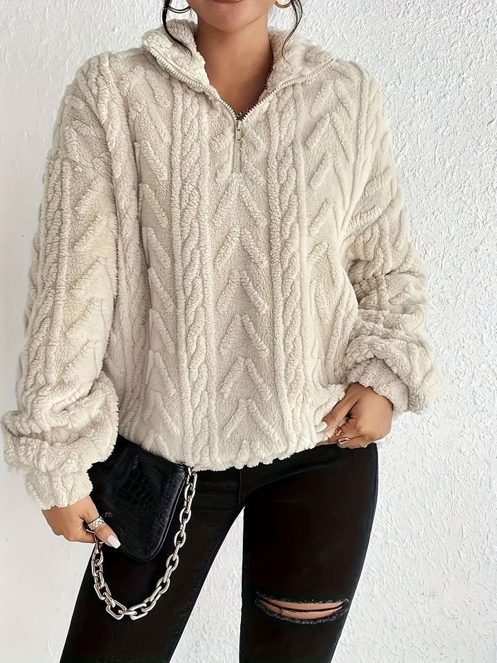 Pull femme polaire doux col montant moderne