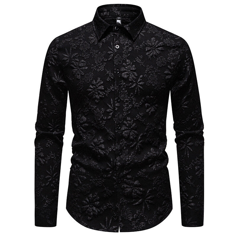 Chemise homme manches longues aspect texturé style moderne
